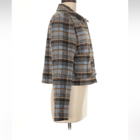 NWT Plaid Women's Jacket - Blue and Brown - Picture 2 of 6